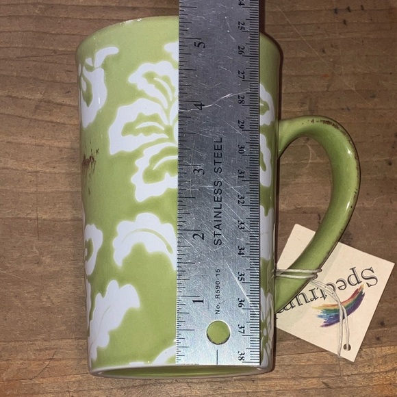 Floral boho tea cup / Mug NWT green / white ceramic - Picture 8 of 9